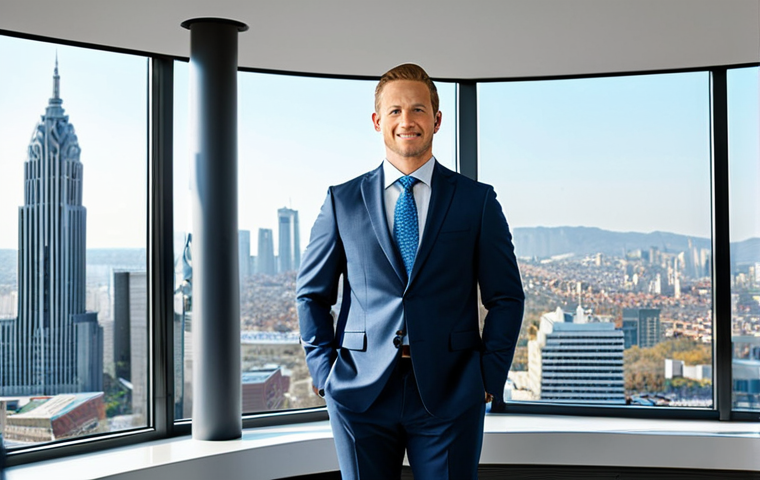 **
A successful entrepreneur, fully clothed in a modest, professional business suit, standing confidently in a bright, modern office overlooking a cityscape, appropriate attire, safe for work, perfect anatomy, natural proportions, professional photography, high quality, family-friendly.
**