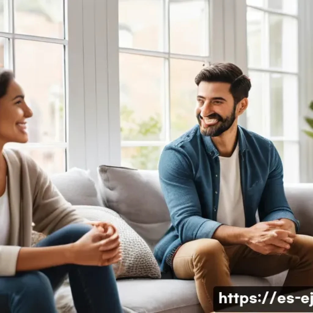 마인드풀니스와 사회적 연결의 중요성 - A diverse group of Spanish-speaking adults in a cozy living room setting, engaged in mindful convers...