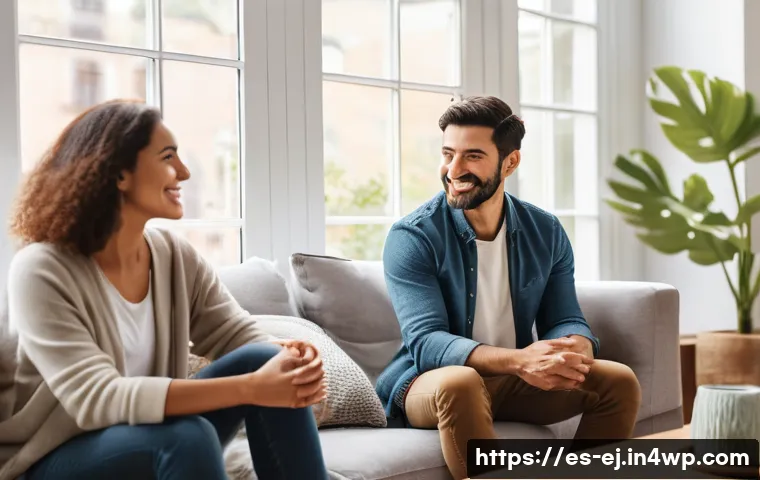 마인드풀니스와 사회적 연결의 중요성 - A diverse group of Spanish-speaking adults in a cozy living room setting, engaged in mindful convers...