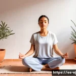 Home 18 마인드풀니스와 심리적 안정 찾기 - A serene indoor meditation corner designed for mindfulness practice in a typical Spanish home, featu...